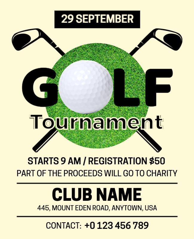 Sporty Green Golf Tournament Charity Event Flyer Template