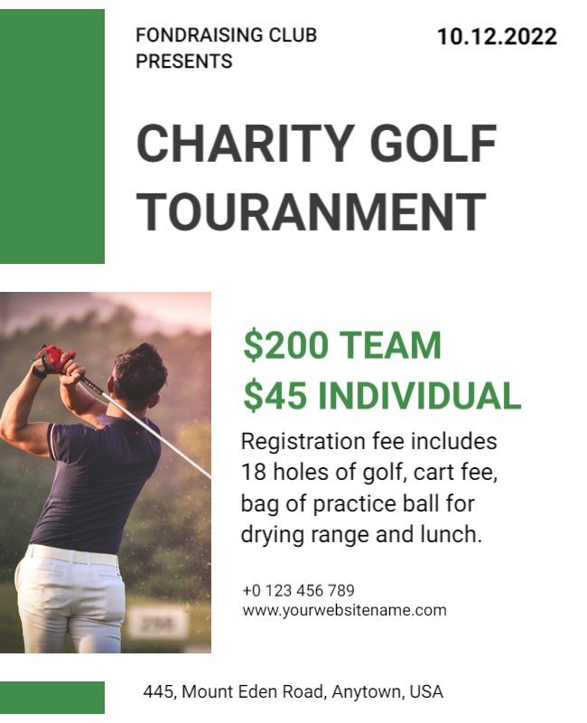 Green-Themed Charity Golf Tournament Fundraiser Flyer Template