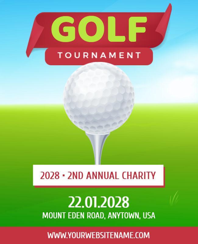 Bright Green Golf Tournament Charity Event Flyer Template