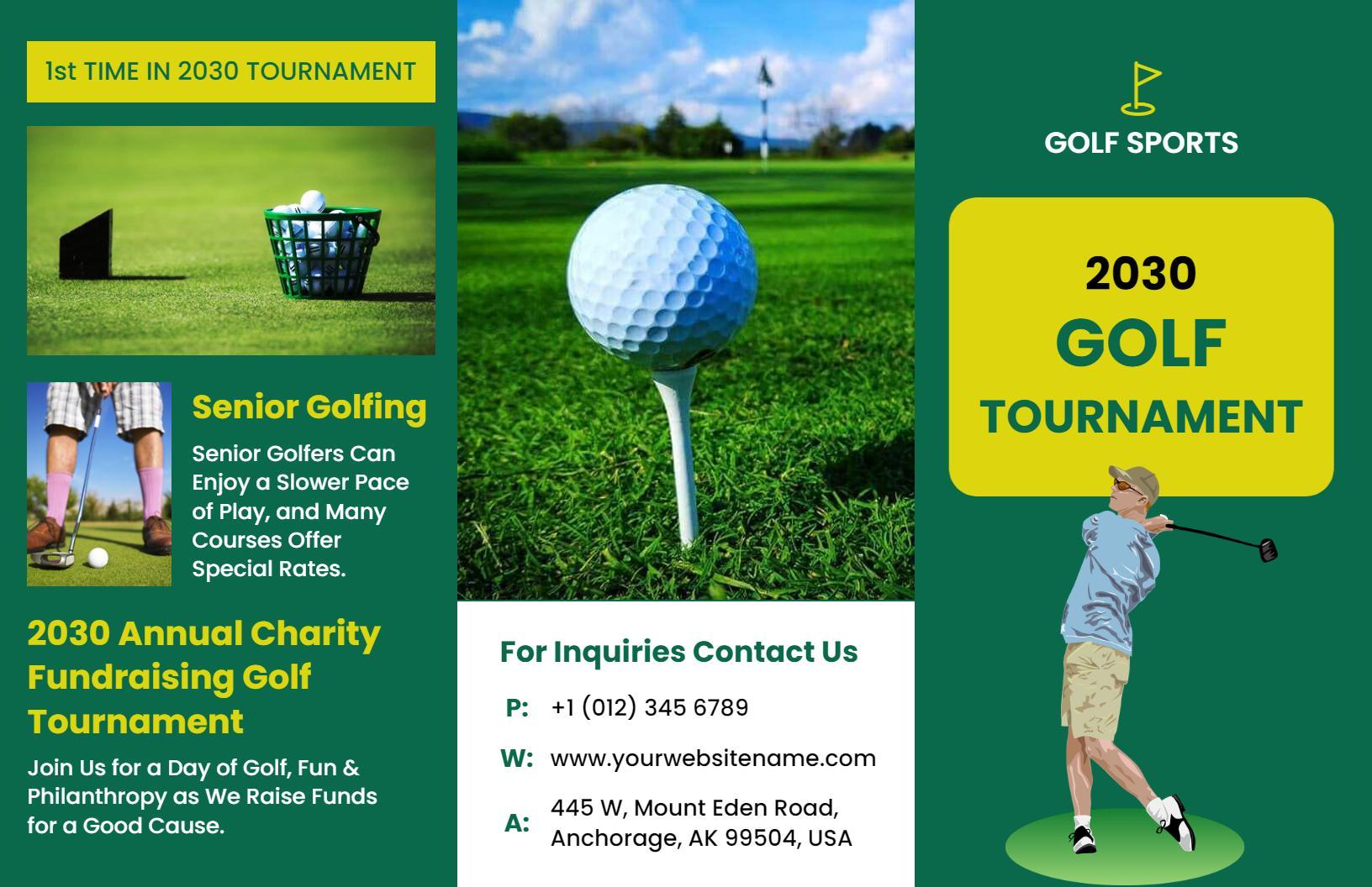 Charity Golf Tournament Fundraiser and Event Packages Brochure Template