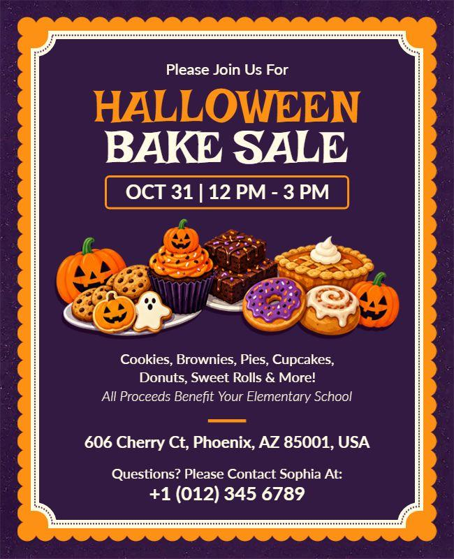 Charity Halloween Bake Sale Promotional Flyer Template