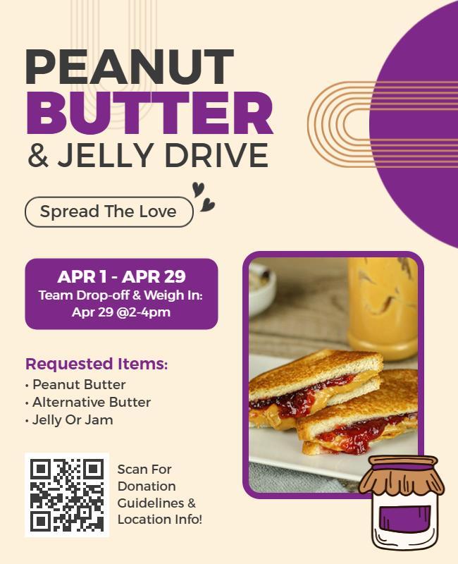 Charity Peanut Butter and Jelly Drive Flyer Template
