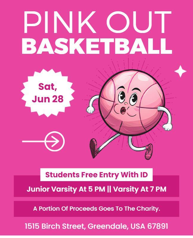 Charity Pink Out Basketball Event Flyer Template