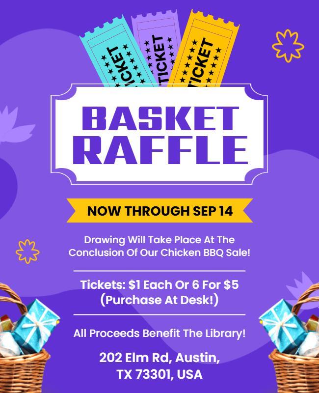 Charity Purple Basket Raffle Event Flyer Template