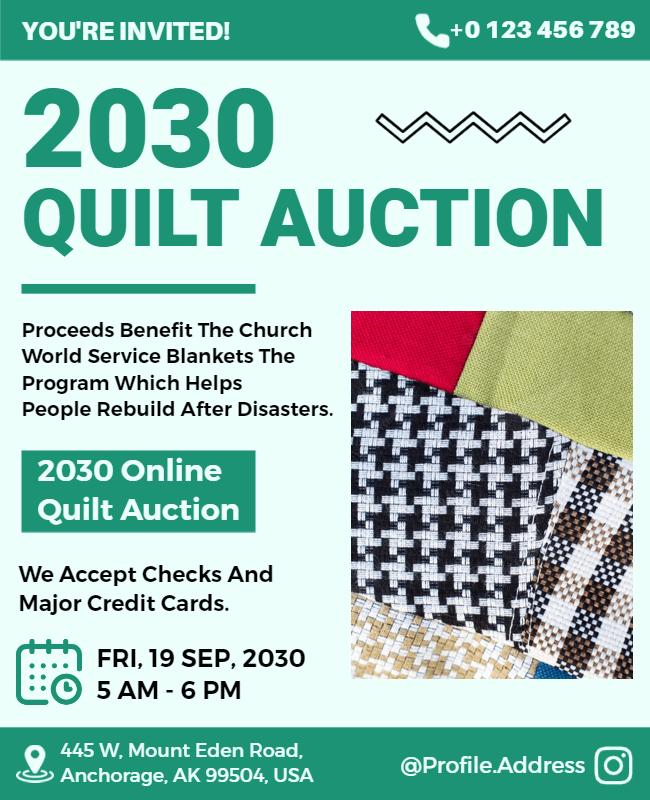 Charity Quilt Auction Event Flyer Template