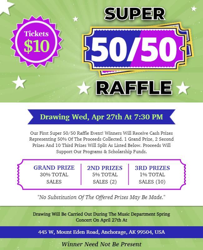 Charity Raffle Event Fundraising Flyer Template