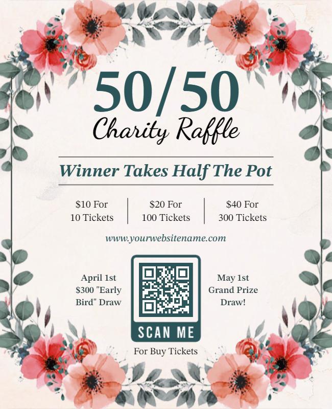 Charity Raffle Event Ticket Flyer Template