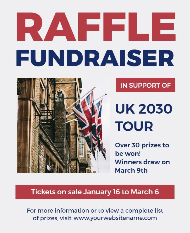 Patriotic UK Tour Raffle Fundraiser Flyer Template