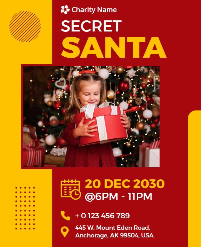 Charity Secret Santa Event Flyer Template