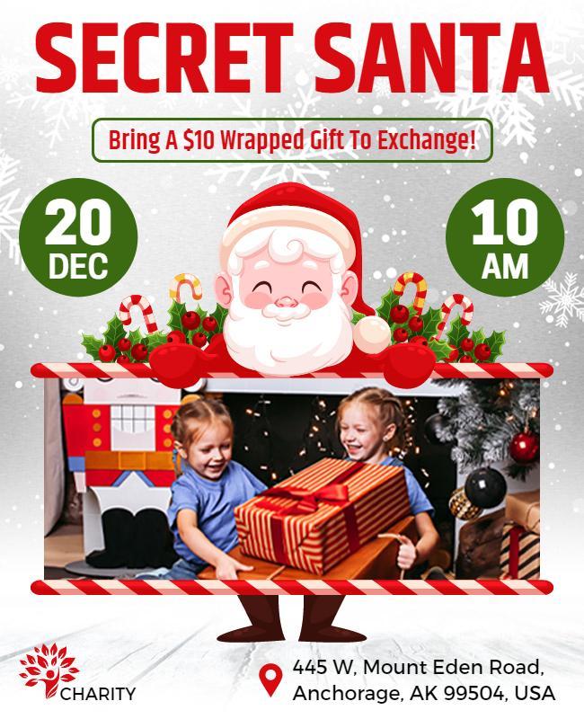 Charity Secret Santa Gift Exchange Flyer Template