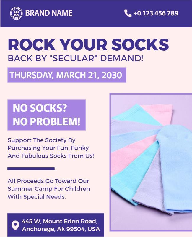 Charity Sock Fundraiser Event Flyer Template