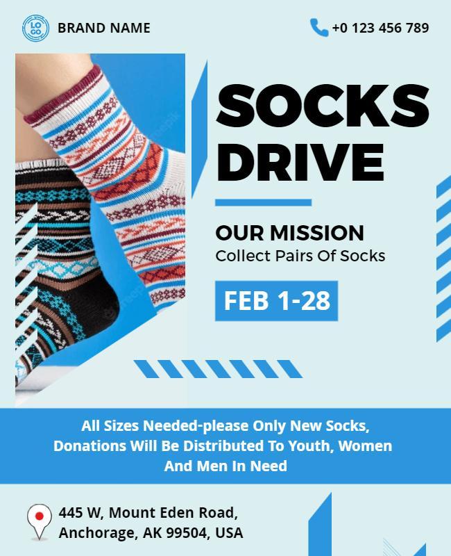 Charity Socks Drive Donation Event Flyer Template