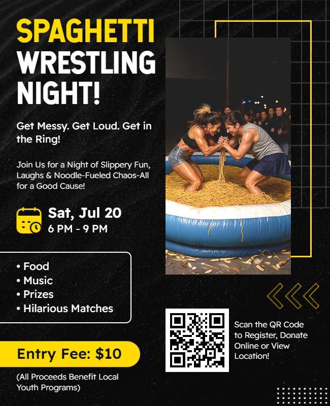 Charity Spaghetti Wrestling Event Flyer Template