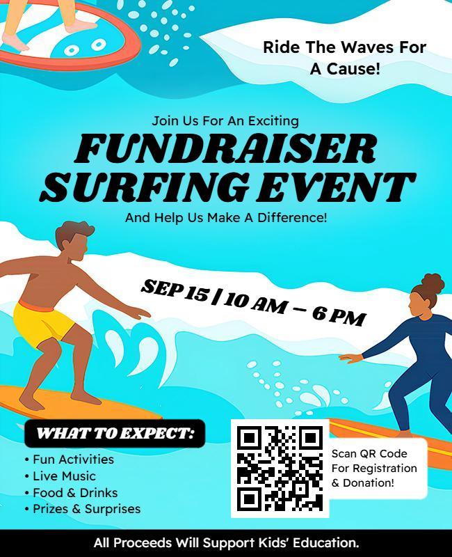Charity Surfing Fundraiser Event Flyer Template
