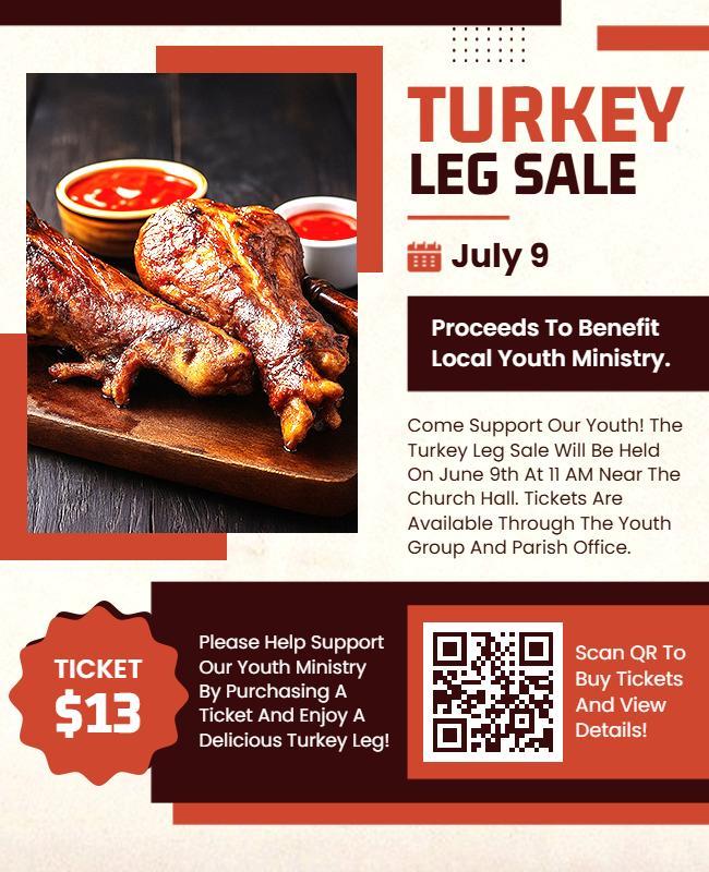 Charity Turkey Leg Sale Event Flyer Template