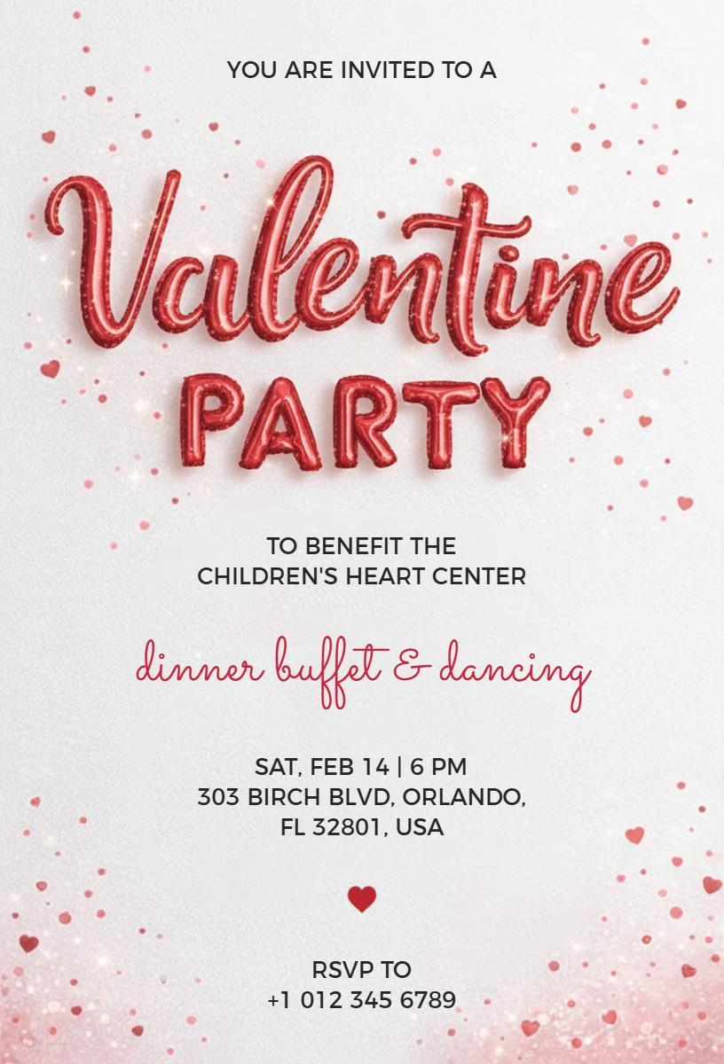 Charity Valentine's Day Dinner Dance Celebration Invitation Template
