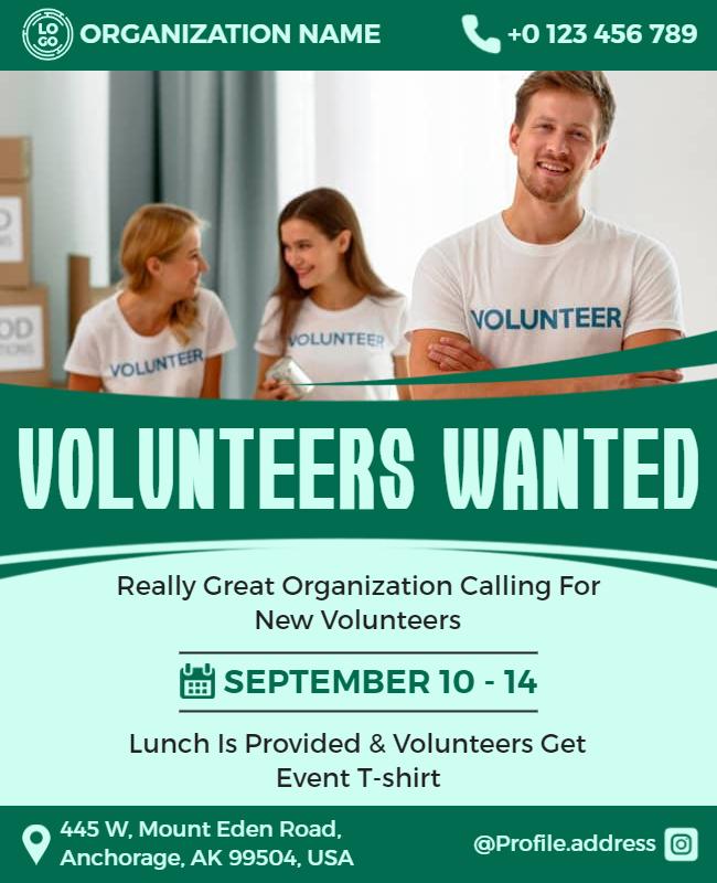 Charity Volunteers Recruitment Opportunity Flyer Template