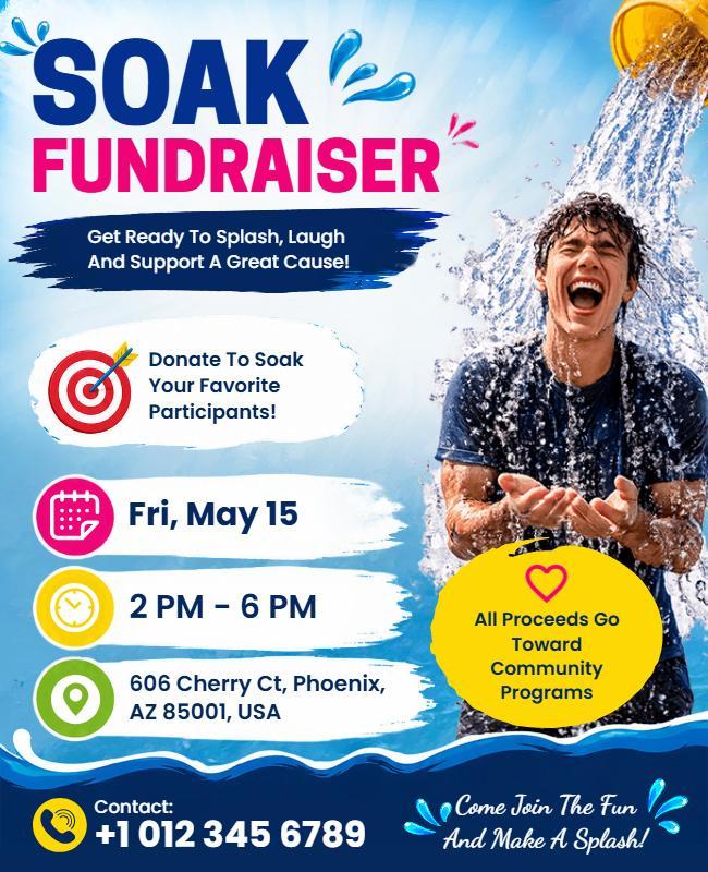 Charity Water Soak Fundraiser Event Flyer Template