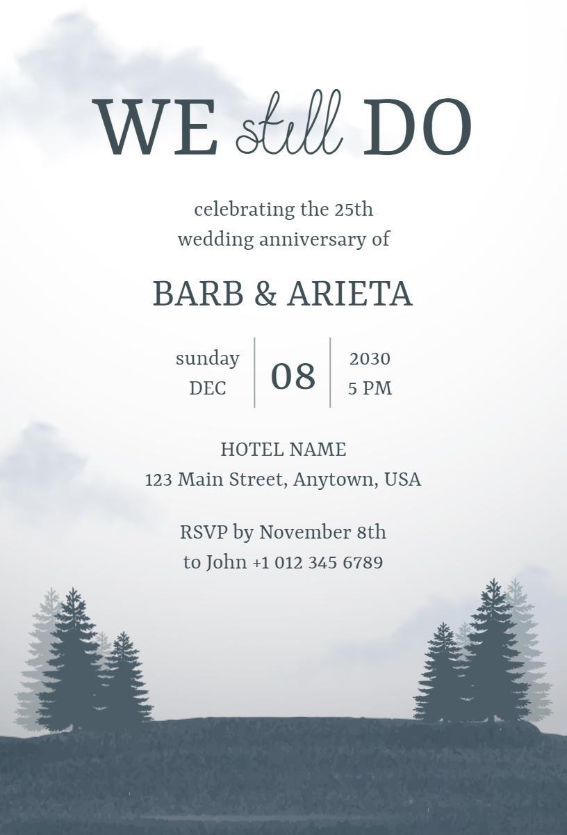 Charming 25th Wedding Anniversary Celebration Invitation Template