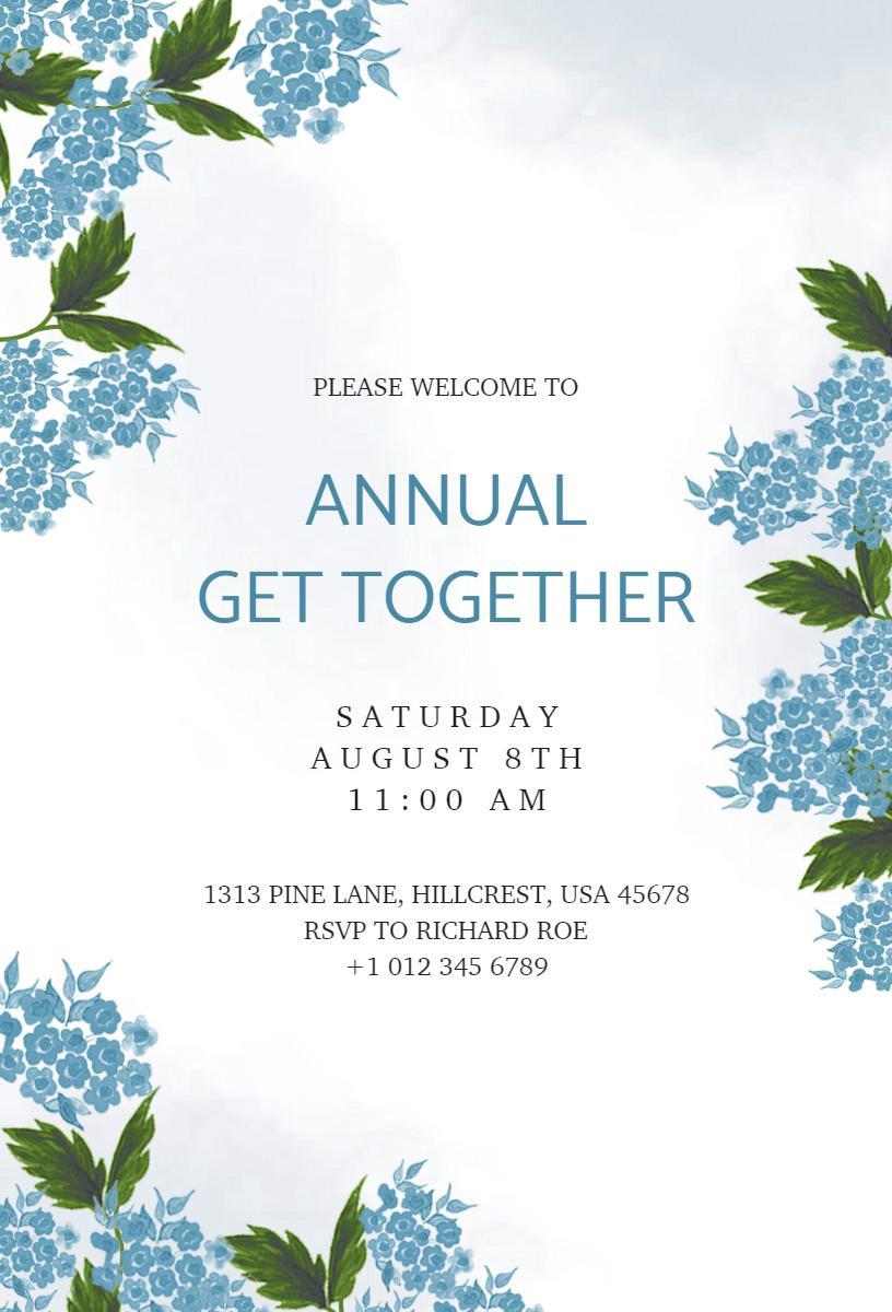 Charming Annual Get Together Floral Gathering Invitation Template