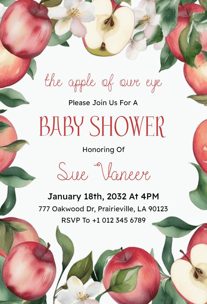 Charming Apple Orchard Themed Baby Shower Invitation Template