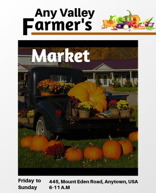 Charming Autumn Farmer's Market with Pumpkins Poster Template
