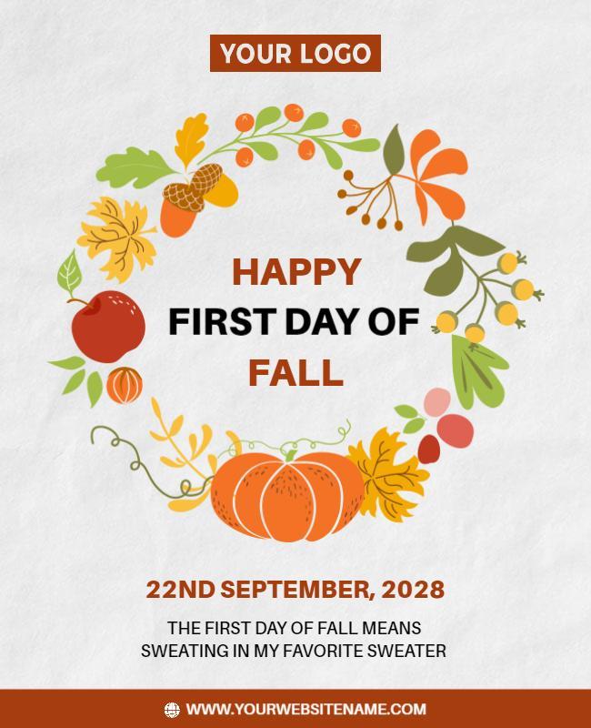 Charming Autumn Floral Decor for First Day of Fall Poster Template
