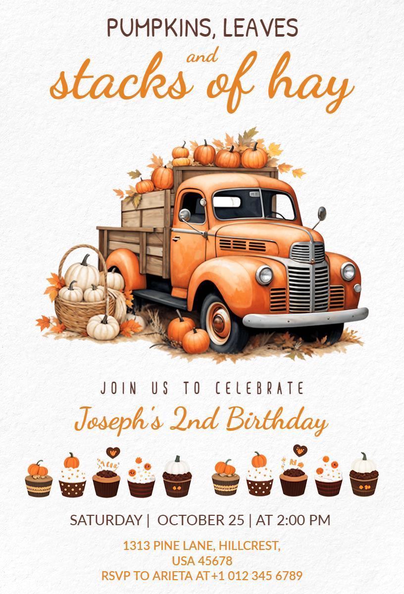 Charming Autumn Harvest Birthday Celebration Invitation Template