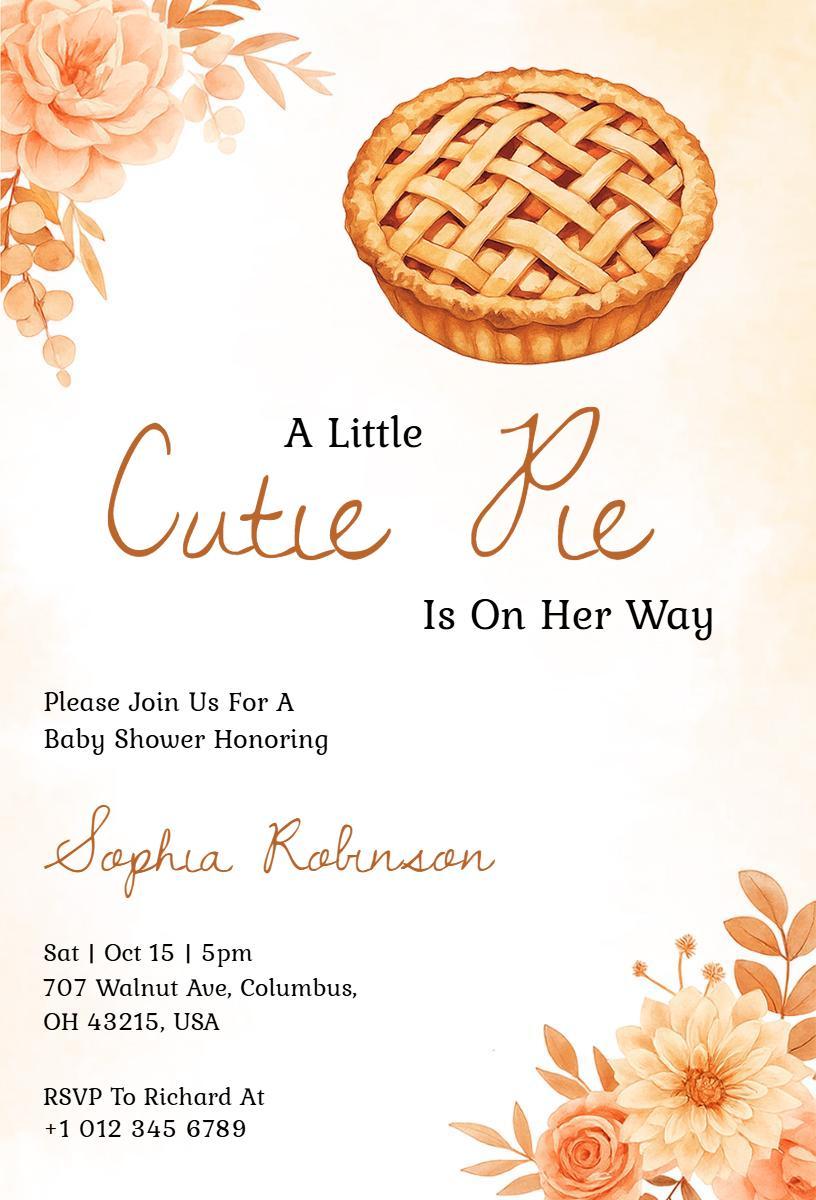 Charming Autumn Pie-Themed Fall Baby Shower Invitation Template