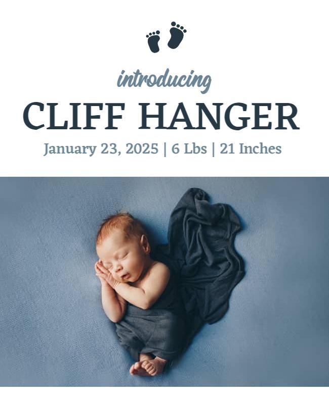Charming Baby Announcement with Soft Blue Background Poster Template