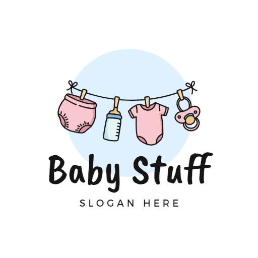 Charming Baby Essentials Displayed on a Clothesline Logo Template