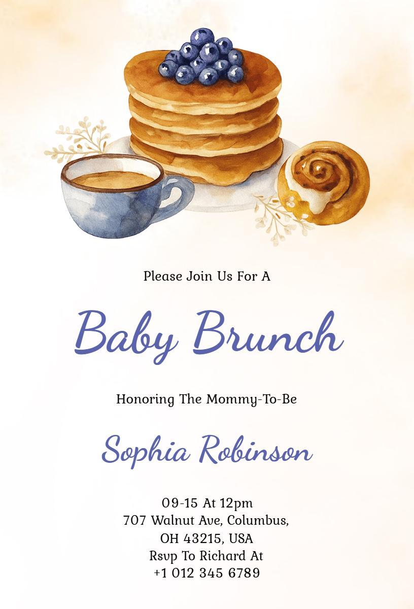 Charming Baby Shower Brunch Honoring Mommy-To-Be Invitation Template