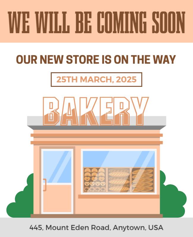 Charming Bakery Store Opening Announcement Poster Template
