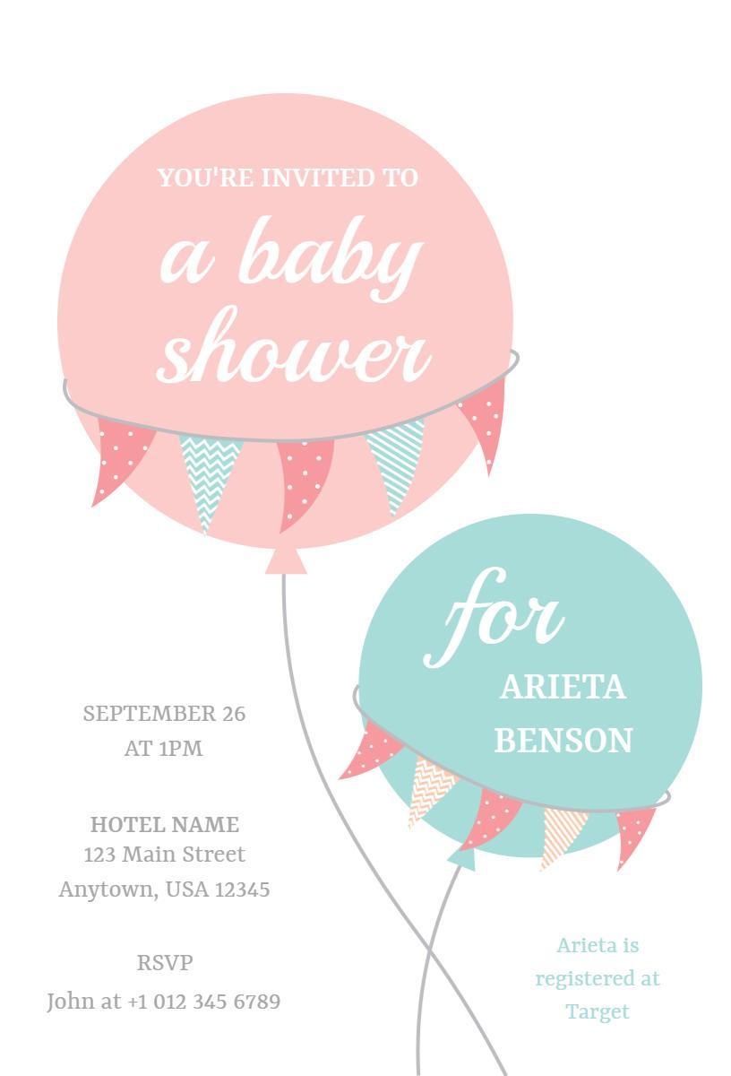 Charming Balloon Themed Baby Shower Invitation Template