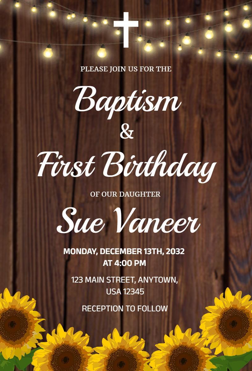 Charming Baptism and First Birthday Celebration Invitation Template