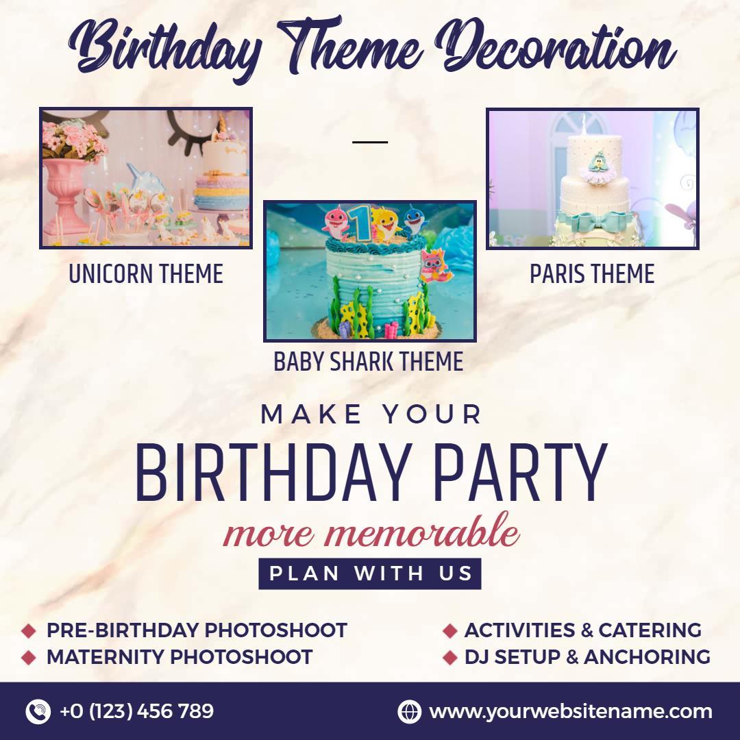 Charming Birthday Theme Decoration for Memorable Events Ad Template