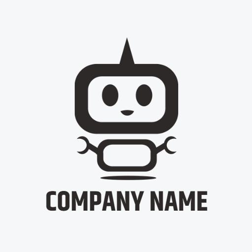 Charming Black Robot Design for Innovative Tech Solutions Logo Template