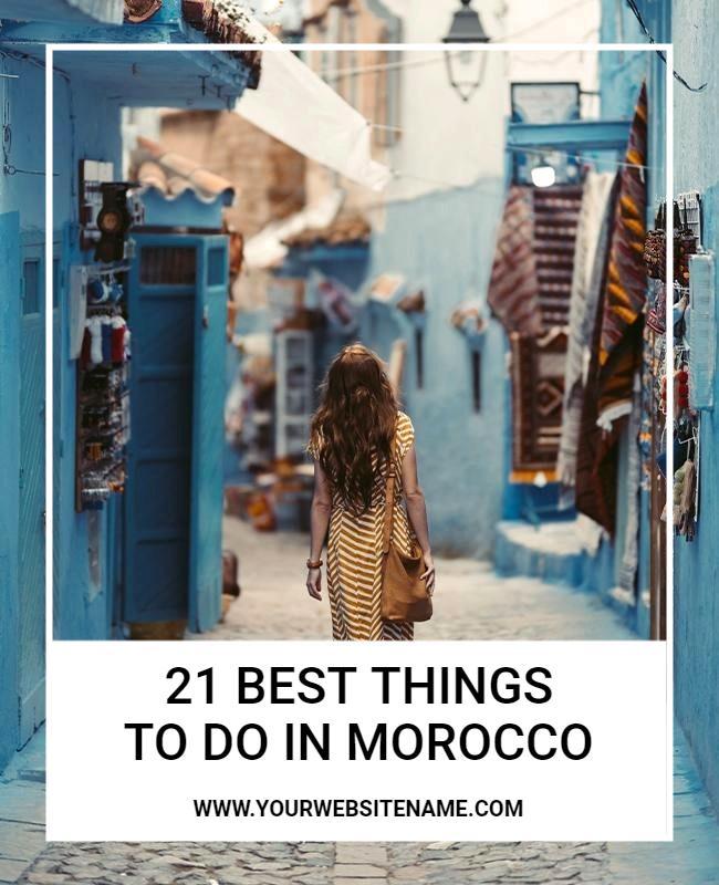 Charming Blue Alleyway Exploration in Morocco Poster Template