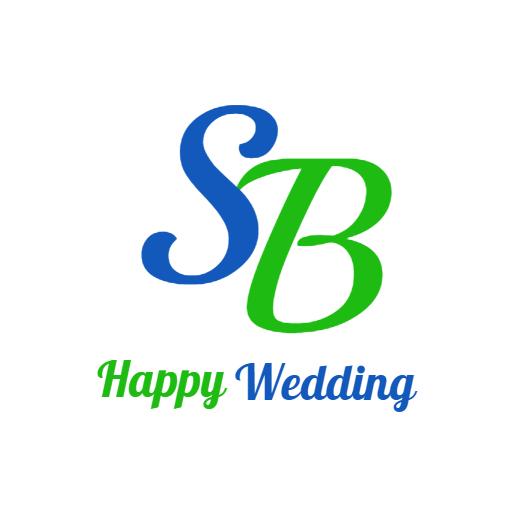Charming Blue and Green Floral Wedding Celebration Logo Template