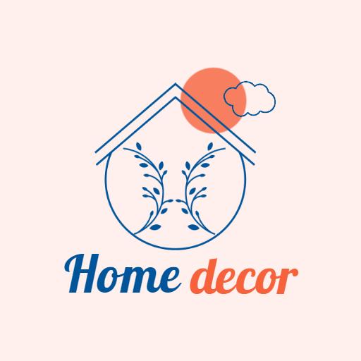 Charming Blue and Orange Floral Home Decor Logo Template