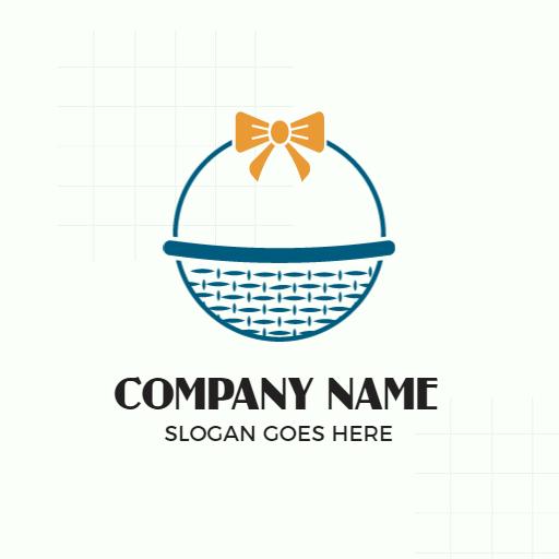Charming Blue and Orange Gift Hamper Design Logo Template