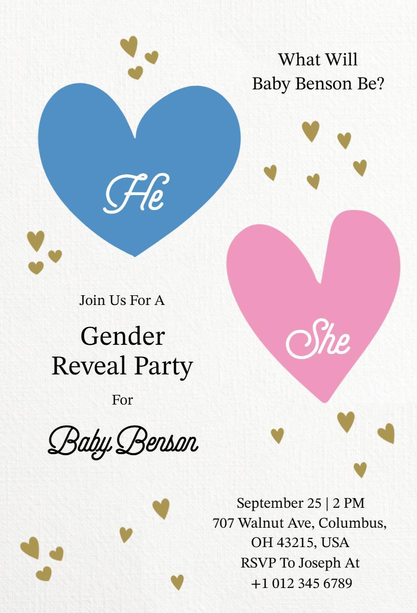 Charming Blue and Pink Gender Reveal Party Invitation Template