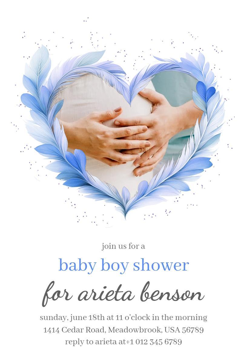 Charming Blue Baby Boy Shower Celebration Invitation Template