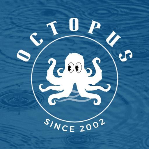 Charming Blue Background Featuring Fun Cartoon Octopus Logo Template