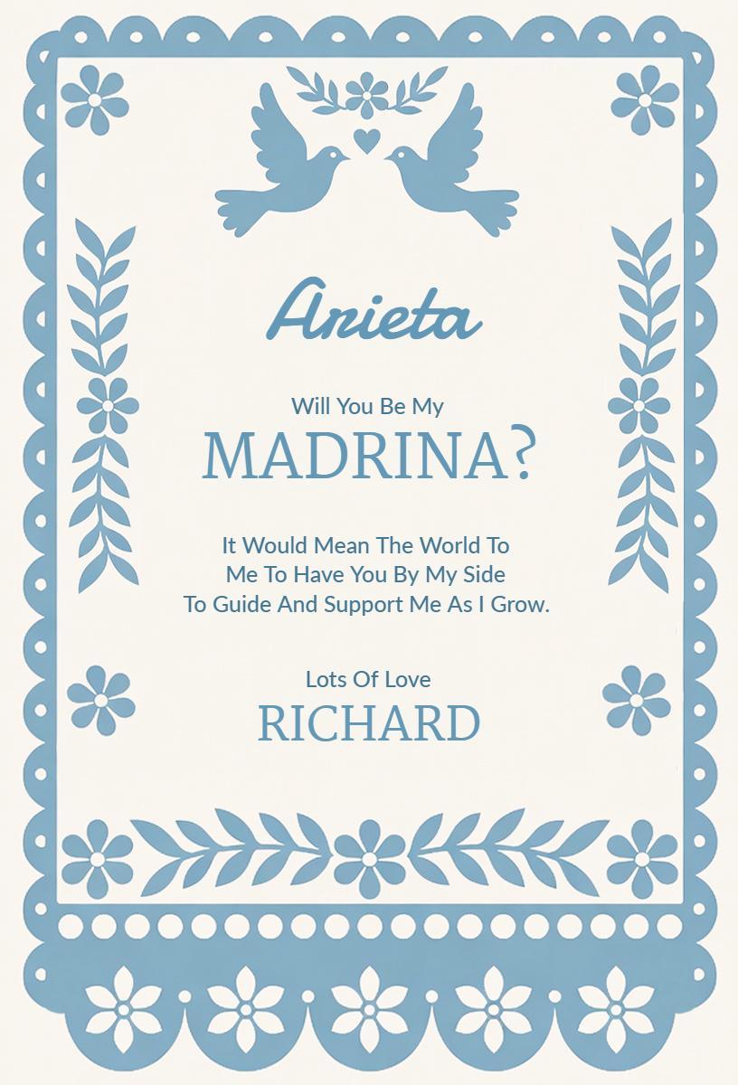 Charming Blue Bird Fiesta Godparent Invitation Template