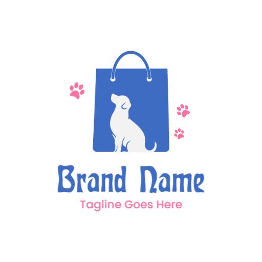 Charming Blue Design Featuring a Playful Dog Logo Template