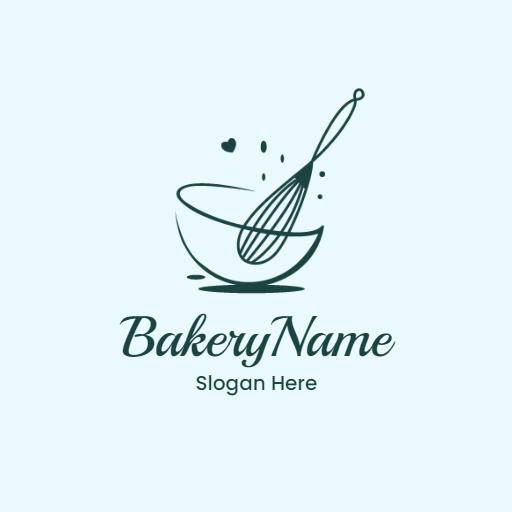 Charming Blue Design Featuring Whisk and Bowl Bakery Logo Template