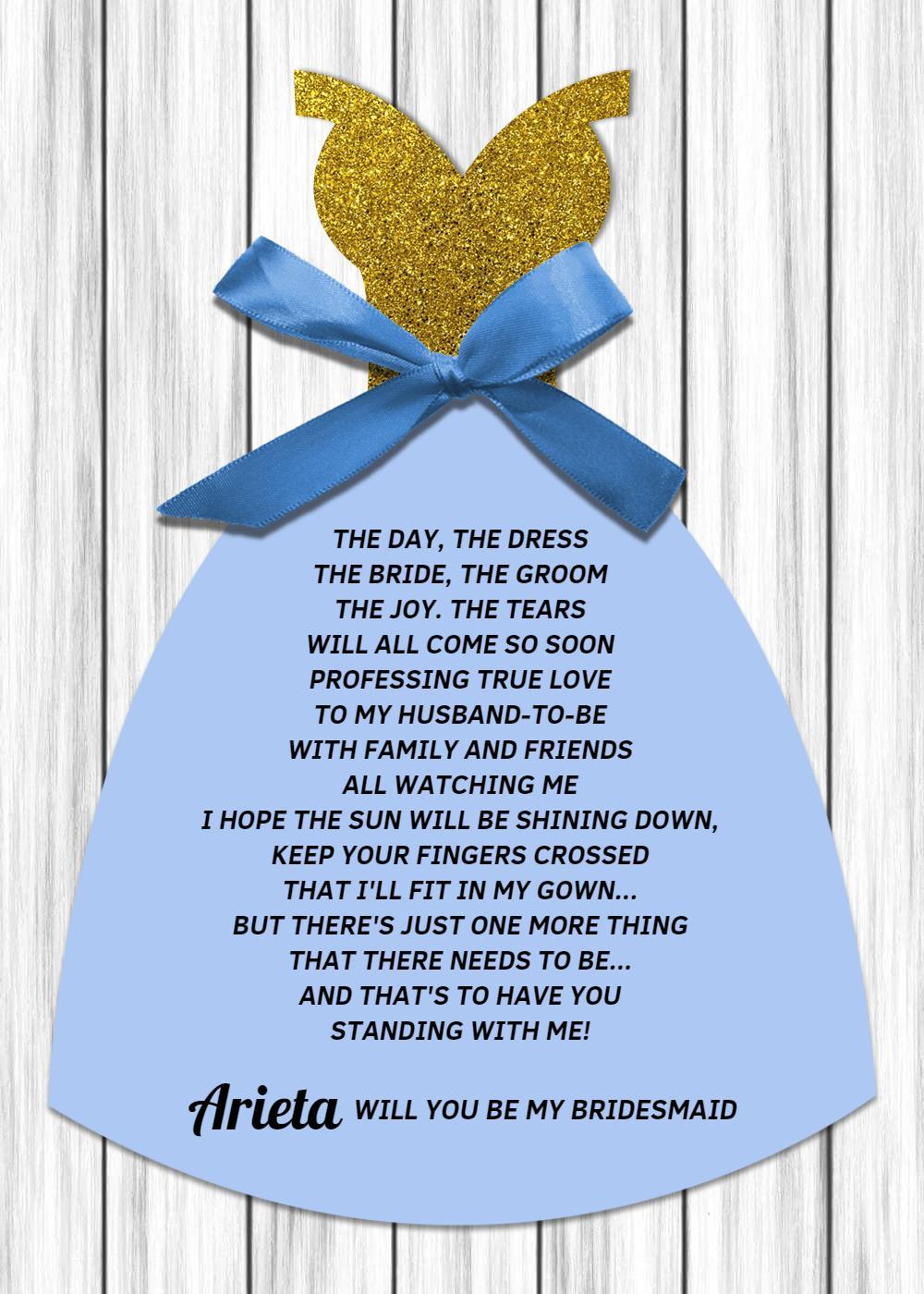 Charming Blue Dress Theme Bridesmaid Invitation Template
