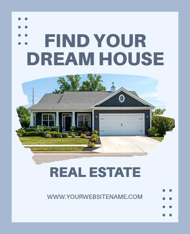 Charming Blue Home Search for Your Ideal Property Poster Template