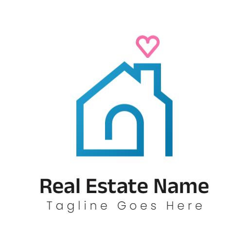 Charming Blue House Design Representing Real Estate Services Logo Template